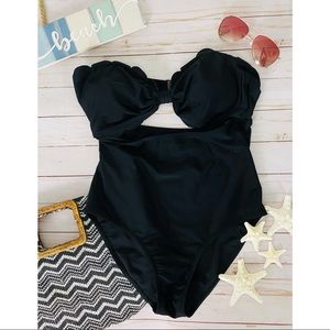 🔥APPAREL Women's Black One Piece Swimsuit Cut Out Swimwear Beachwear SZ M